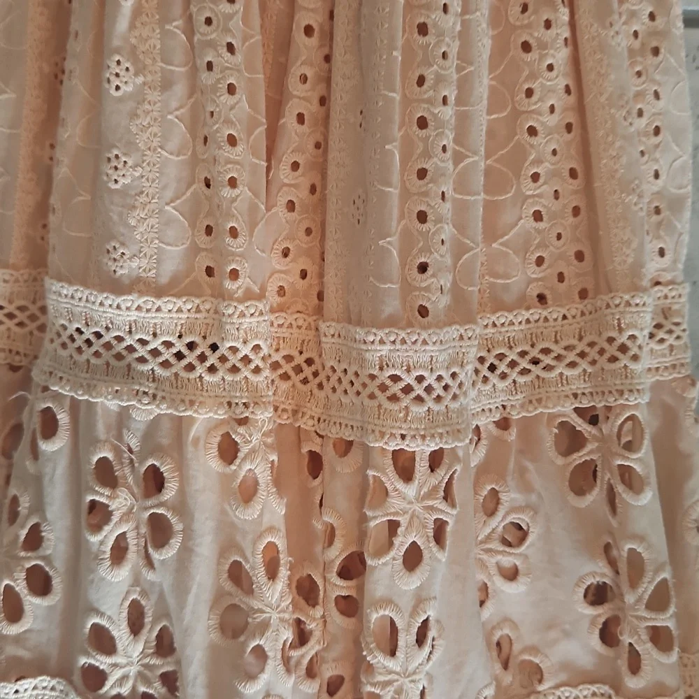 A Collective Story Peach Eyelet Maxi Dress XS | 100% Cotton | New With Tags - Picture 7 of 9